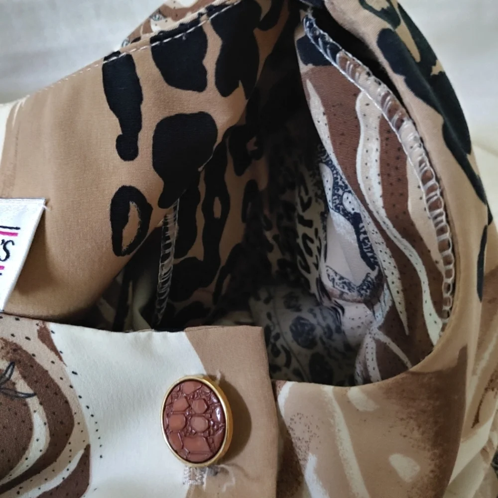 D'allaird's vintage 80s brown animal print belted midi dress. Size 16 - Picture 12 of 17